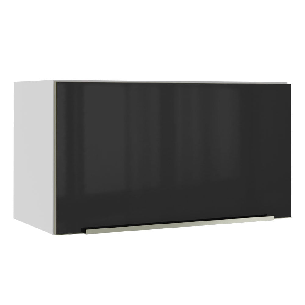 Image of Armário Aéreo Madesa Lux 60 cm 1 Porta Basculante Branco/Preto